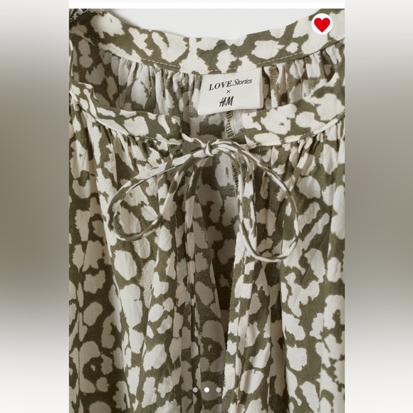 H&M hm Tiered Patterned Wide-cut V neck Tunic Mini Dress Cotton Cover Up XS NWT - Picture 8 of 16